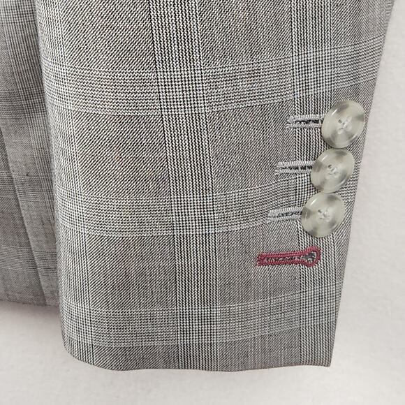 Sam Surin Bespoke Blazer Men 42 Gray Glen Plaid Luxury Wool Italy Jacket EUC - Picture 11 of 16